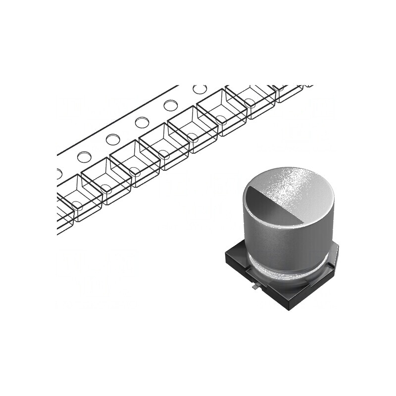 Condensator electrolitic SMD 220uF 35VDC Ø10x10mm cu durabilitate 5000h și rezistență de 90mΩ | Electronic-mag.ro | Componente Electronice