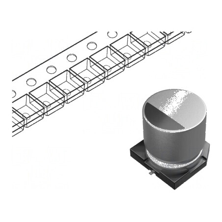 Condensator electrolitic SMD 220uF 35VDC Ø10x10mm cu durabilitate 5000h și rezistență de 90mΩ | Electronic-mag.ro | Componente Electronice