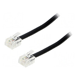 Cablu Telefon RJ11 cu Mufă Duală, 1m, Negru | Electronic-mag.ro | Componente Electronice