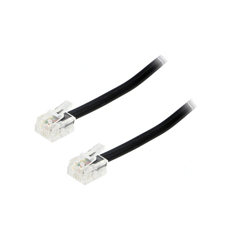 Cablu Telefon RJ11 cu Mufă Duală, 1m, Negru | Electronic-mag.ro | Componente Electronice