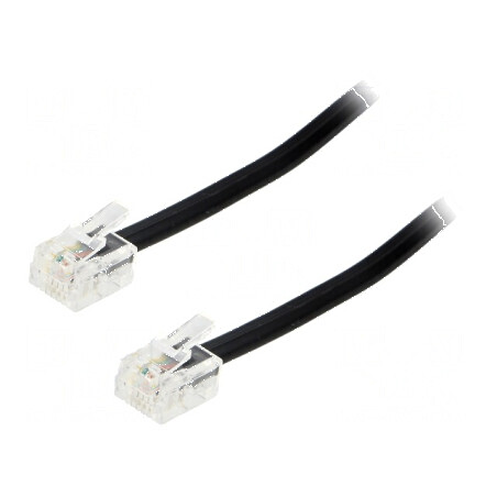 Cablu Telefon RJ11 cu Mufă Duală, 1m, Negru | Electronic-mag.ro | Componente Electronice