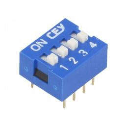 Comutator DIP-SWITCH 4 Secțiuni ON-OFF 0,05A/12VDC pentru Control Electromecanic | Electronic-mag.ro | Componente Electronice