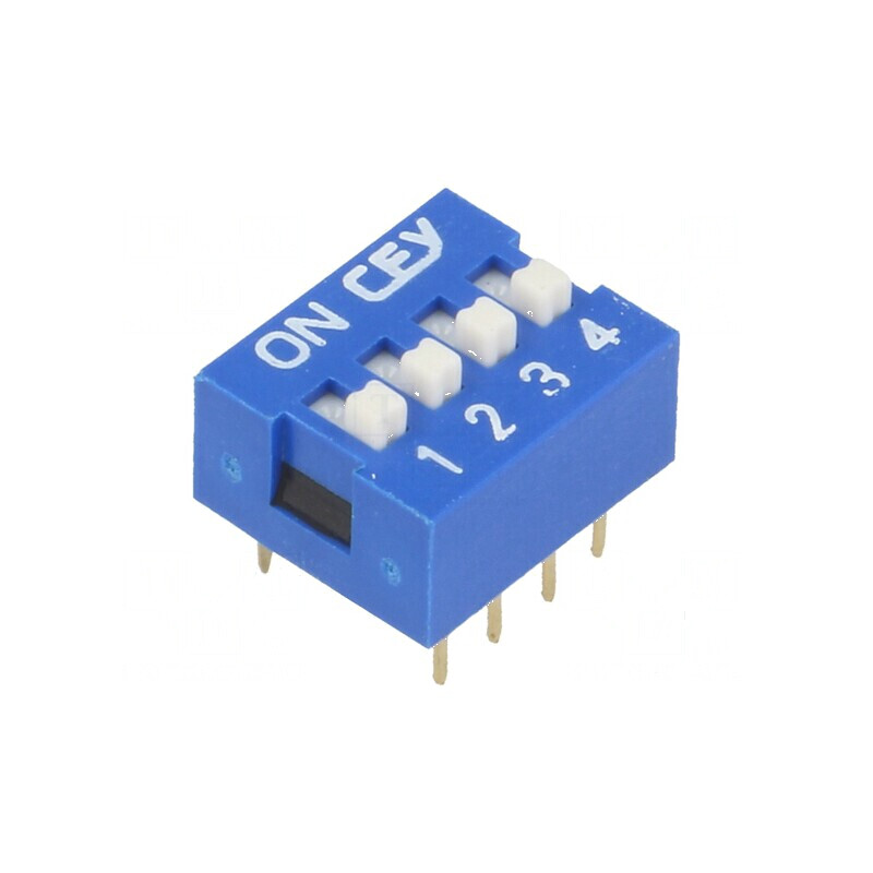 Comutator DIP-SWITCH 4 Secțiuni ON-OFF 0,05A/12VDC pentru Control Electromecanic | Electronic-mag.ro | Componente Electronice