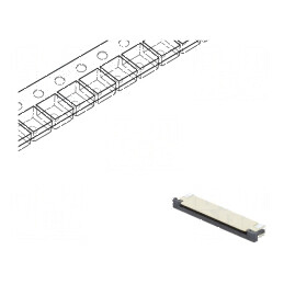 Conector FFC/FPC Orizontal 20 PIN ZIF SMT Cositorit 30mΩ - Componente Electronice Profesionale | Electronic-mag.ro | Componente Electronice