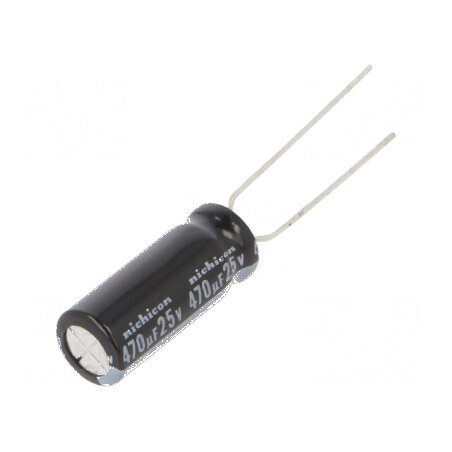 Condensator electrolitic low ESR THT 470uF 25VDC Ø8x20mm - Componentă electronică de înaltă performanță | Electronic-mag.ro | Componente Electronice
