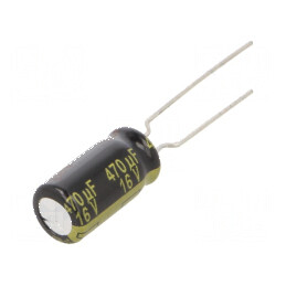 Condensator Electrolitic THT 470uF 16VDC Ø8x15mm, Raster 5mm - Componentă Electronică de Calitate | Electronic-mag.ro | Componente Electronice