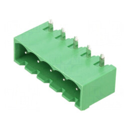 Regletă de conexiuni deconectabilă 5mm cu 5 piste, unghi 90° pentru aplicații electrice | Electronic-mag.ro | Componente Electronice
