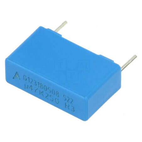 Condensator poliester 470nF 160VAC 250VDC 15mm ±10% THT - Componentă Electronică de Calitate Superioară | Electronic-mag.ro | Componente Electronice