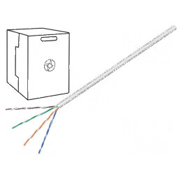 Cablu U/UTP 4x2x24AWG 6 litat CCA PVC gri, 305m, Øcablu 5,8mm - Cablu de rețea de înaltă performanță | Electronic-mag.ro | Componente Electronice