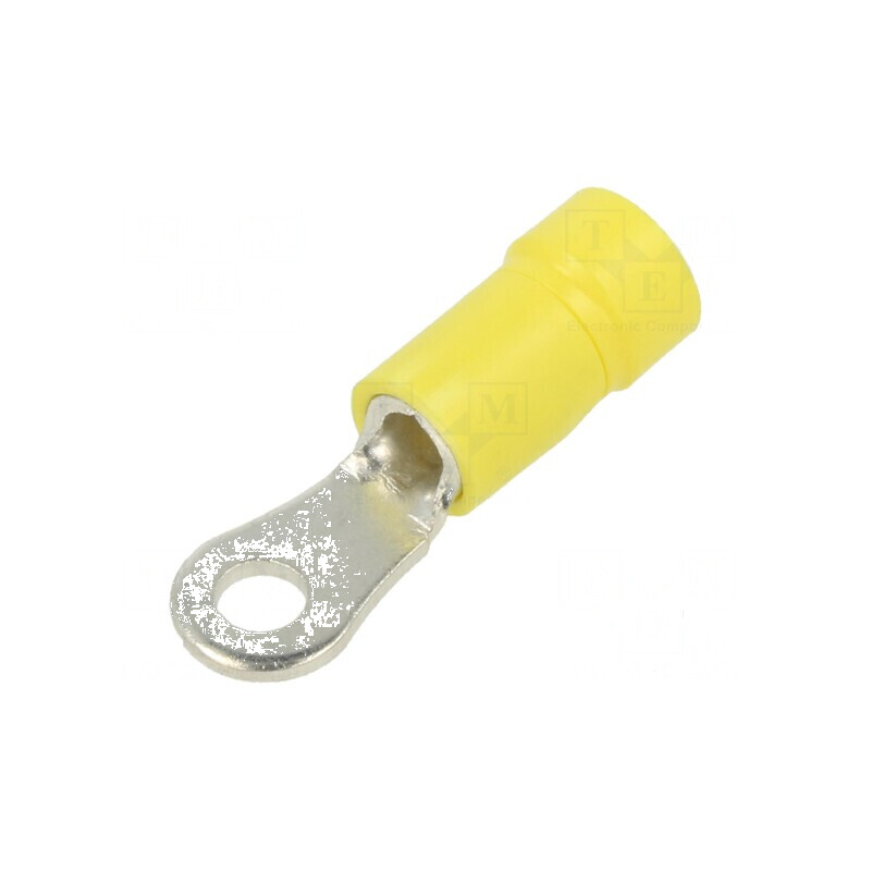 Vârf inelar crimpat pe cablu izolat galben Ø 3,5mm pentru fir de 4÷6mm2 | Electronic-mag.ro | Componente Electronice