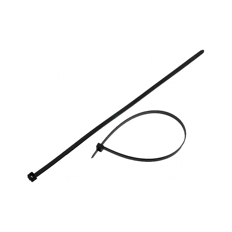 Colier de strângere din poliamidă, dimensiuni L: 390mm, W: 7,6mm, capacitate 535N, culoare neagră | Electronic-mag.ro | Componente Electronice