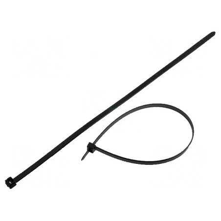 Colier de strângere din poliamidă, dimensiuni L: 390mm, W: 7,6mm, capacitate 535N, culoare neagră | Electronic-mag.ro | Componente Electronice