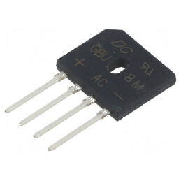 Punte redresoare monofazată Urmax 1kV, curent maxim 8A, curent de scurtcircuit 200A, model plată | Electronic-mag.ro | Componente Electronice