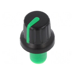 Buton rotativ cu indicator ABS Ø6mm, dimensiuni Ø16x14,4mm, culoare neagră | Electronic-mag.ro | Componente Electronice