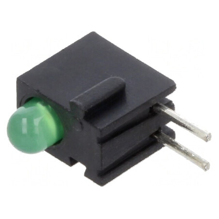LED 3mm Verde în Carcasă cu Diode 1, Lentilă Difuză 45°, 2mA | Electronic-mag.ro | Componente Electronice