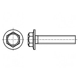 Şurub cu flanşă M6x20, hexagonal, oțel inoxidabil A2, rezistent la coroziune | Electronic-mag.ro | Componente Electronice