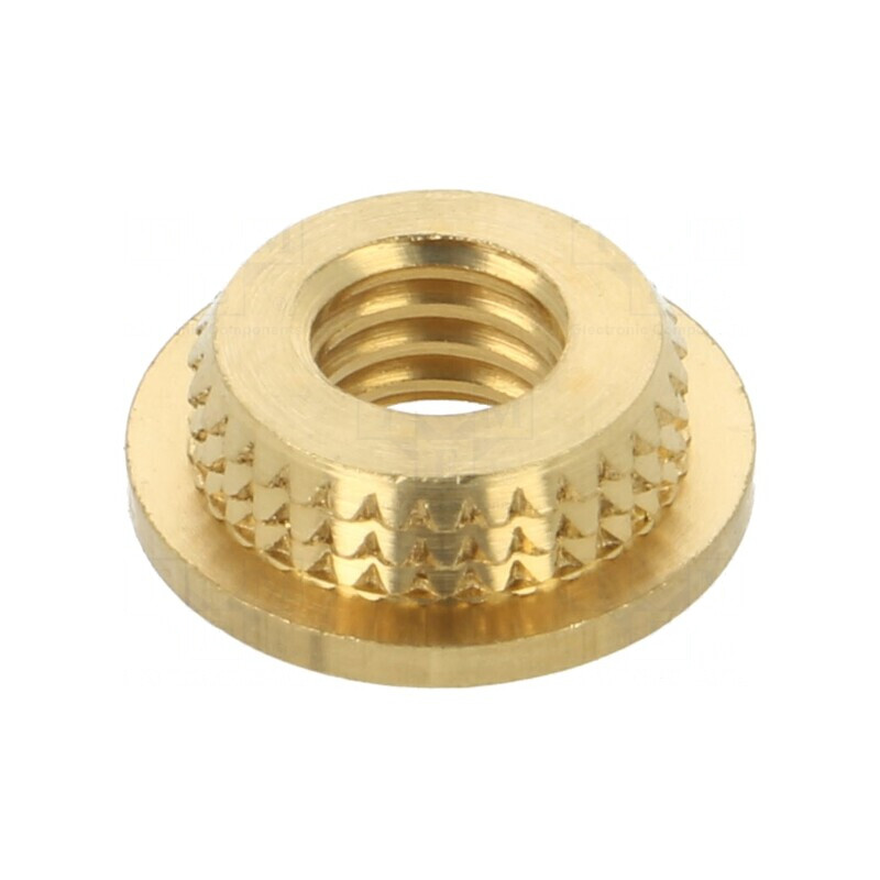 Adaos filetat din alamă M6 BN 37905, Lungime: 3mm, pentru plastic | Electronic-mag.ro | Componente Electronice