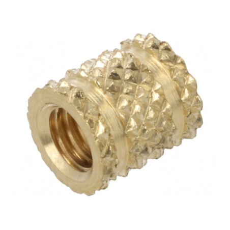 Adaos filetat din alamă M6 BN 37868, lungime 9,92mm, pentru aplicații pe plastic | Electronic-mag.ro | Componente Electronice