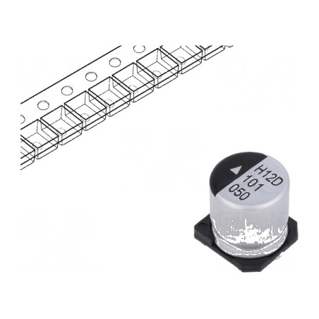 "Condensator Electrolitic SMD 100uF 50VDC Ø10x10,5mm 2000h - Componente Electronice de Înaltă Performanță" | Electronic-mag.ro | Componente Electronice