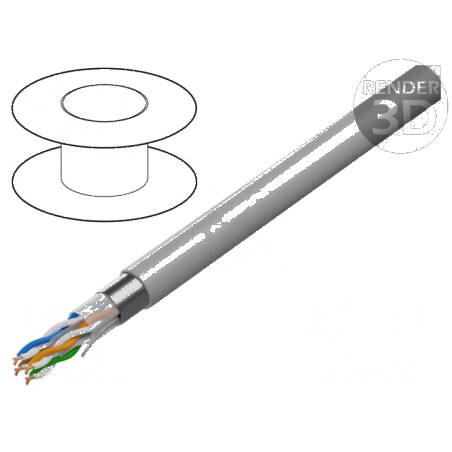 Cablu F/UTP 4x2x24AWG 6 litat CCA PVC gri 100m, Ø cablu 6,2mm - Soluție de conectivitate de înaltă calitate | Electronic-mag.ro | Componente Electronice