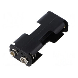 Suport pentru Baterii AA/R6 Tip 6F22, 2 Locuri, Culoare Neagră | Electronic-mag.ro | Componente Electronice