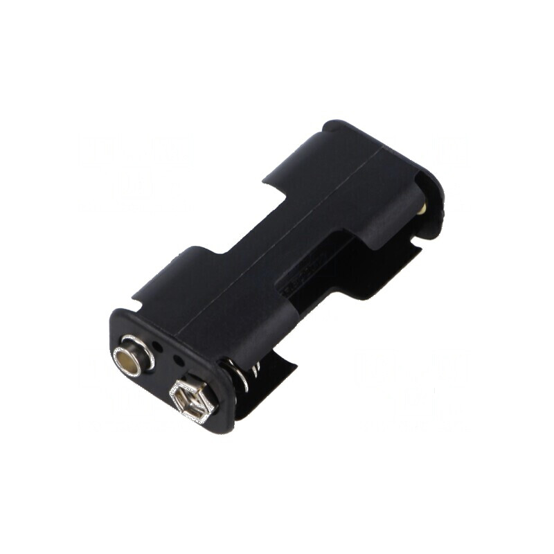 Suport pentru Baterii AA/R6 Tip 6F22, 2 Locuri, Culoare Neagră | Electronic-mag.ro | Componente Electronice