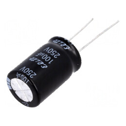 Condensator electrolitic THT 100µF 250VDC Ø16x31,5mm ±20% - Componentă electronică de calitate superioară | Electronic-mag.ro | Componente Electronice