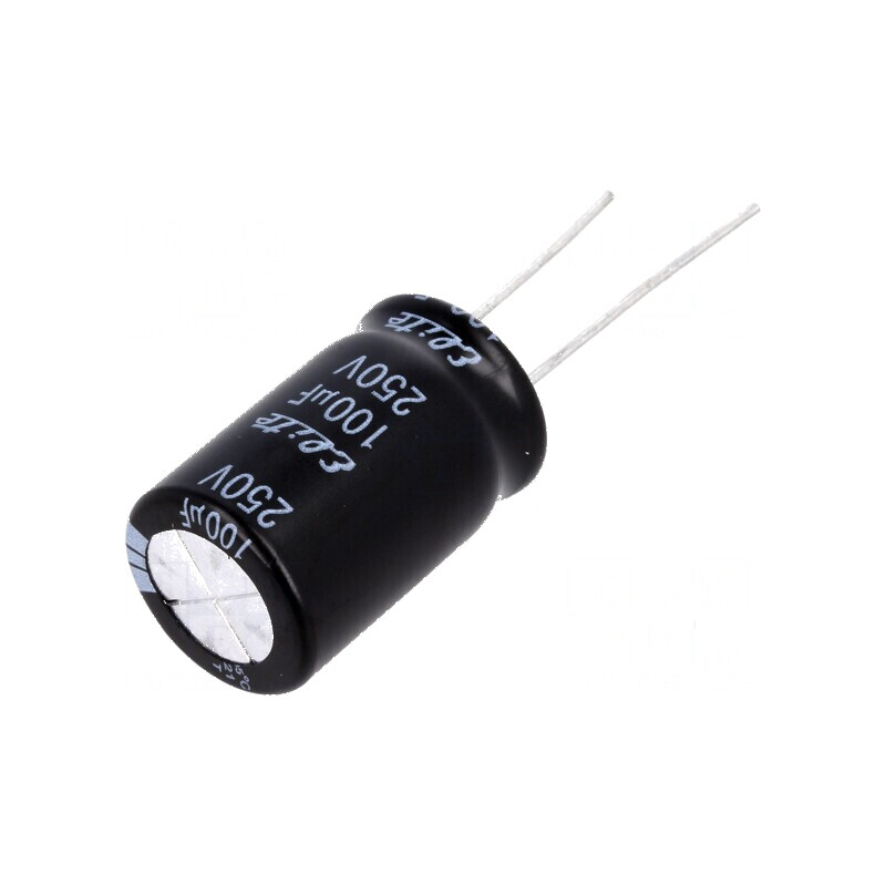 Condensator electrolitic THT 100µF 250VDC Ø16x31,5mm ±20% - Componentă electronică de calitate superioară | Electronic-mag.ro | Componente Electronice Condensator electrolitic THT 100µF 250VDC Ø16x31,5mm ±20% - Componentă electronică de calitate superioară | Electronic-mag.ro | Componente Electronice