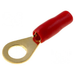 Terminal inelar M8 6mm² aurit, izolatie roșie - Conector electric profesional | Electronic-mag.ro | Componente Electronice
