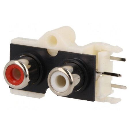 Conector RCA soclu mamă unghi 90° THT cu 2 nivele | Electronic-mag.ro | Componente Electronice