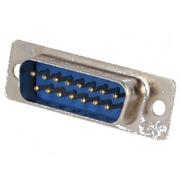 Soclu D-Sub 15 pini tată drept THT 5A 15mΩ aurit | Electronic-mag.ro | Componente Electronice