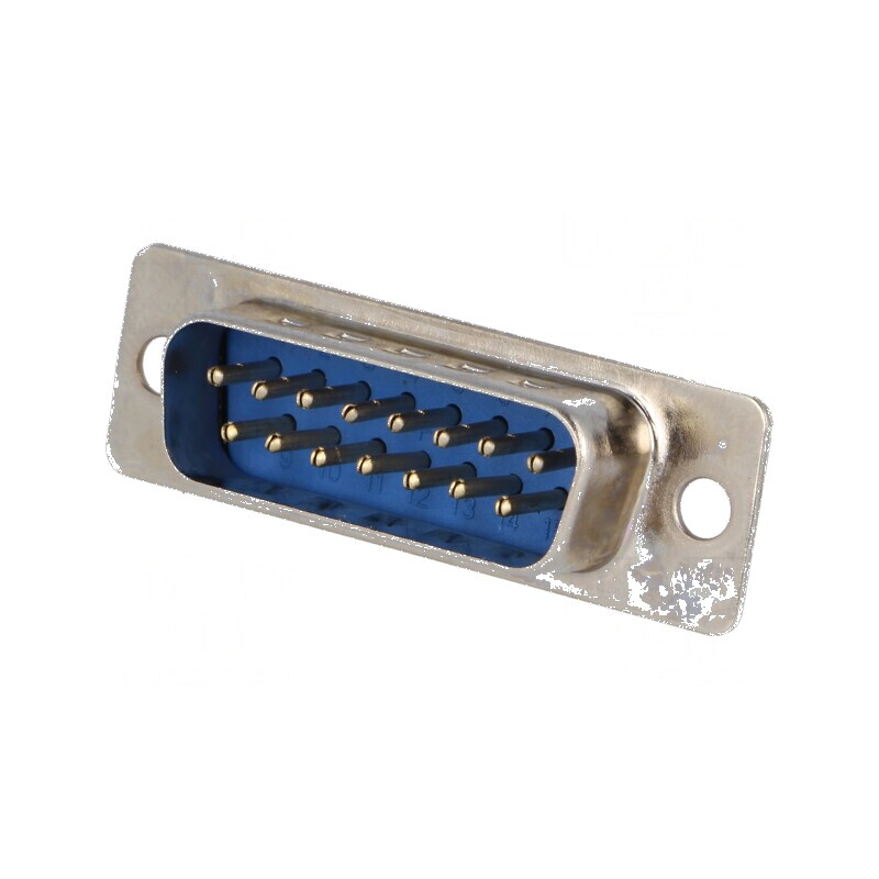Soclu D-Sub 15 pini tată drept THT 5A 15mΩ aurit | Electronic-mag.ro | Componente Electronice