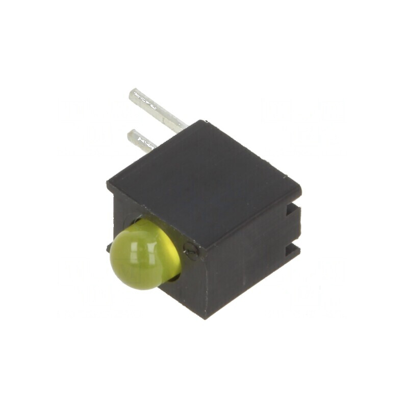 LED galben 3mm cu carcasă, 1 diodă, lentilă difuză 40°, 2mA | Electronic-mag.ro | Componente Electronice