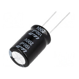 Condensator electrolitic THT 100uF 200VDC Ø16x25mm ±20% pentru circuite electrice | Electronic-mag.ro | Componente Electronice