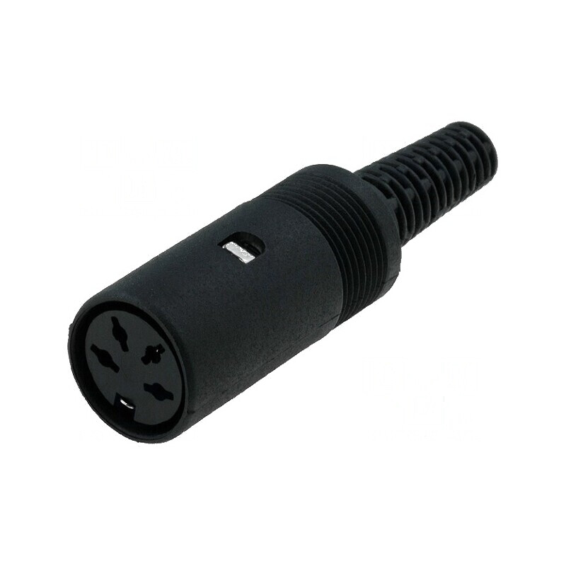 Conector DIN mufă mamă 4 pini 216° drept pe cablu | Electronic-mag.ro | Componente Electronice