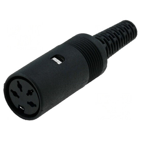 Conector DIN mufă mamă 4 pini 216° drept pe cablu | Electronic-mag.ro | Componente Electronice