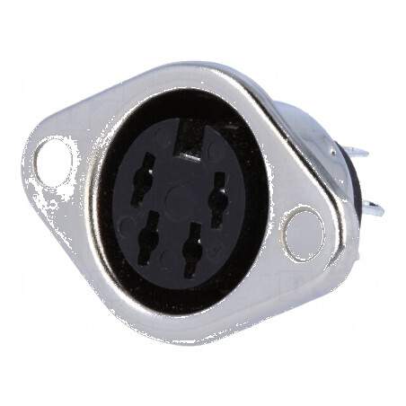 Conector DIN soclu mamă 4 pini 216° pentru lipire | Electronic-mag.ro | Componente Electronice
