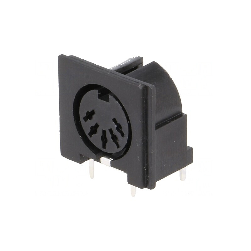 Conector DIN soclu mamă PIN 5, dispunere 180° unghi 90° | Electronic-mag.ro | Componente Electronice