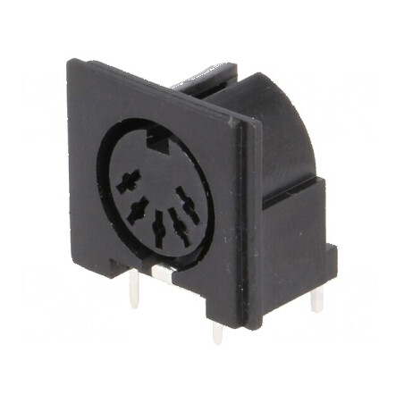 Conector DIN soclu mamă PIN 5, dispunere 180° unghi 90° | Electronic-mag.ro | Componente Electronice
