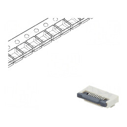 Conector FFC/FPC orizontal 10 PIN ZIF SMT 500mA cositorit pentru montaj electronic | Electronic-mag.ro | Componente Electronice