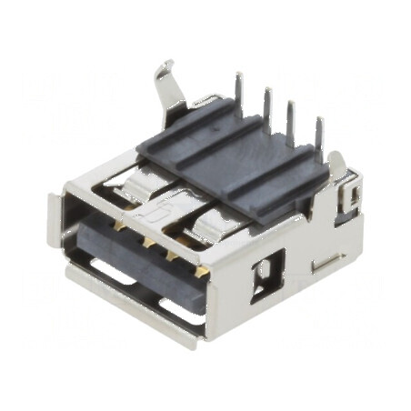 Conector USB B soclu THT 4 PIN unghi 90° USB 2.0 | Electronic-mag.ro | Componente Electronice