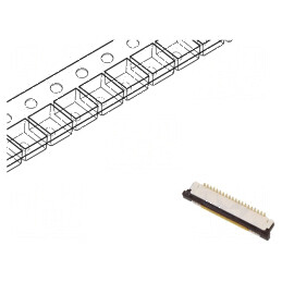 Conector FFC/FPC vertical cu 20 pini ZIF SMT 125V 1A gold flash | Electronic-mag.ro | Componente Electronice