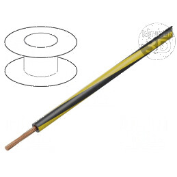 Cablu H05V-K LgY litat cu secțiune de 0,35mm2, izolație PVC negru-galben, 300V/500V | Electronic-mag.ro | Componente Electronice