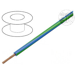 Cablu electric H05V-K Cu 0,35mm² PVC albastru-verde 200m | Electronic-mag.ro | Componente Electronice