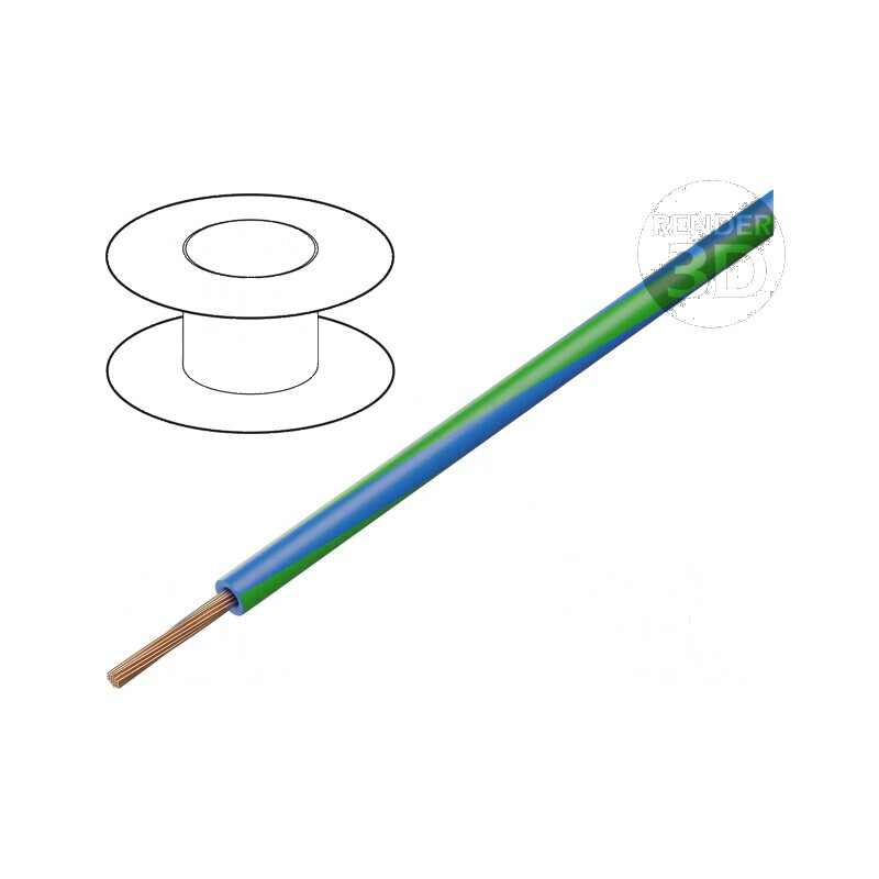 Cablu electric H05V-K Cu 0,35mm² PVC albastru-verde 200m | Electronic-mag.ro | Componente Electronice