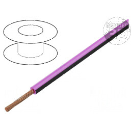 Cablu H05V-K LgY litat Cu 0,35mm2 PVC roz-negru 300V 500V - Cablu electric flexibil pentru instalații  | Electronic-mag.ro | Componente Electronice
