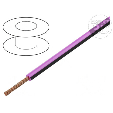 Cablu H05V-K LgY litat Cu 0,35mm2 PVC roz-negru 300V 500V - Cablu electric flexibil pentru instalații  | Electronic-mag.ro | Componente Electronice