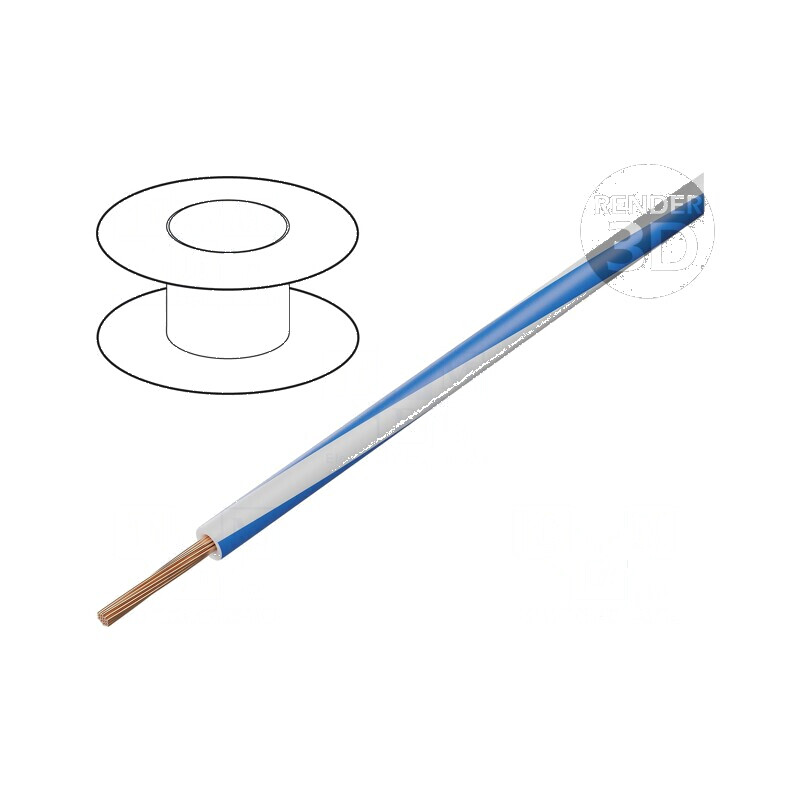 Cablu electric H05V-K, litat cu fir de cupru 0,35mm2, PVC alb-albastru, 300V/500V | Electronic-mag.ro | Componente Electronice