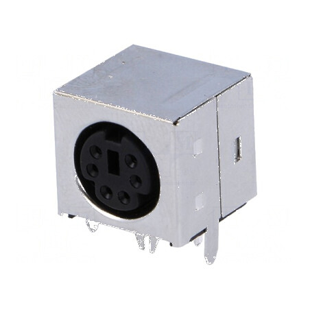 Conector DIN mini soclu mamă 6 pini THT unghi 90° | Electronic-mag.ro | Componente Electronice