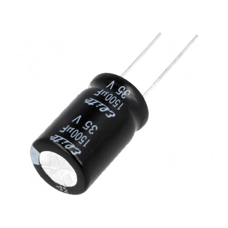 Condensator electrolitic THT 1500uF 35VDC Ø16x25mm ±20% - Componentă electronică pentru circuite | Electronic-mag.ro | Componente Electronice